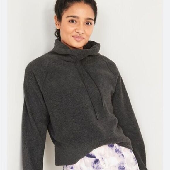 Old Navy Funnel Neck Cropped Microfleece Sweatshirt - Picture 1 of 6